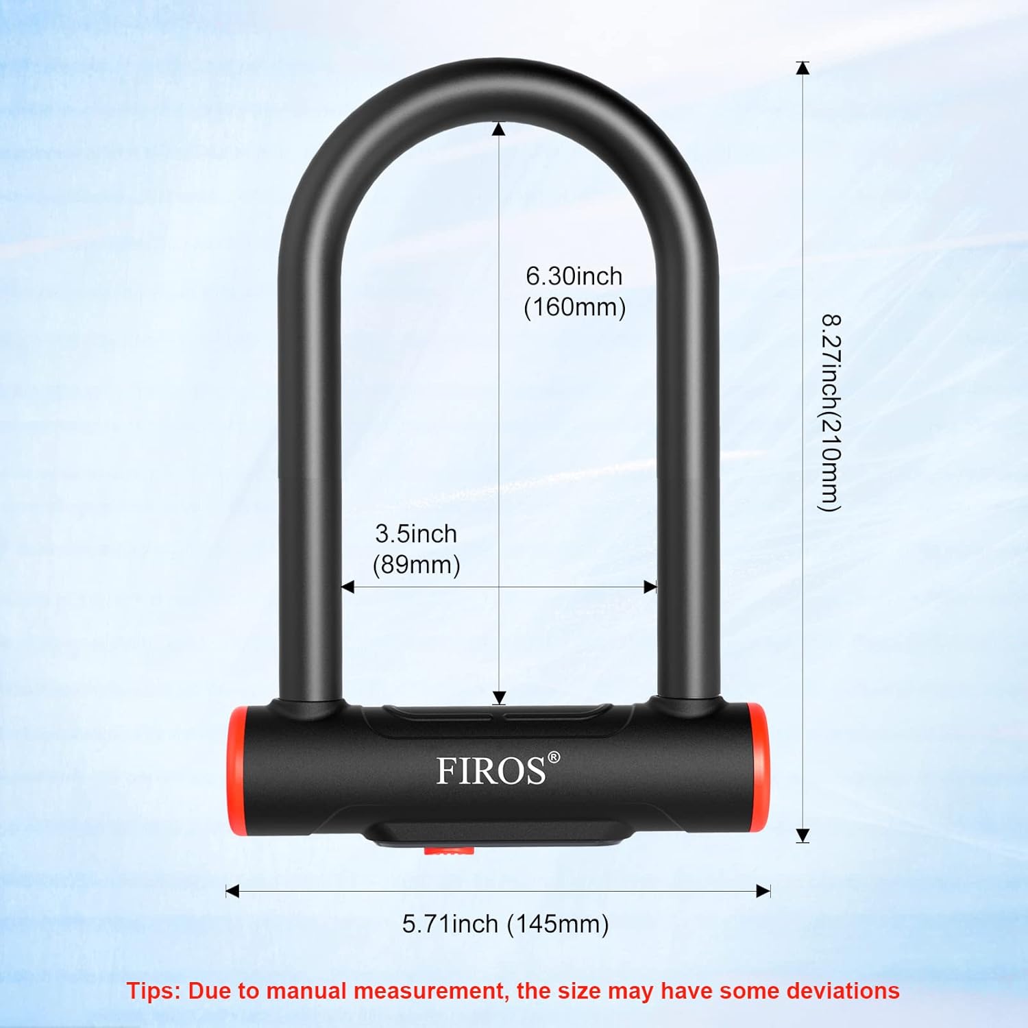 FIROS Candado en U para bicicleta con cable resistente, candado de bicicleta de 0.63 pulgadas con cable de seguridad y soporte de montaje resistente