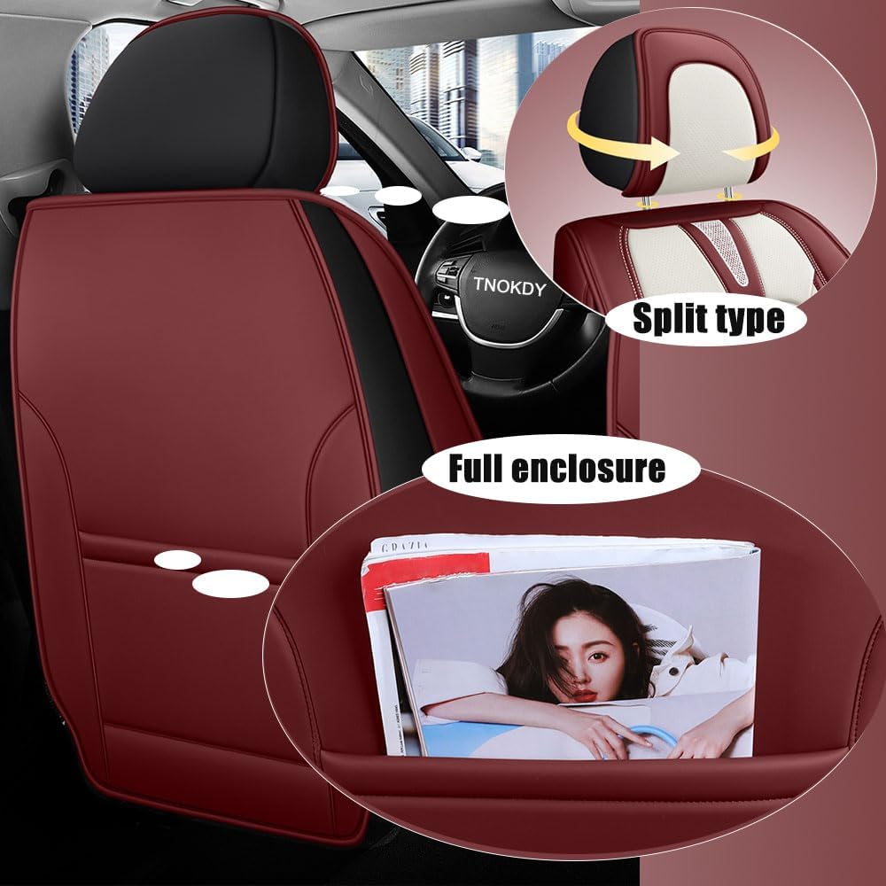 Juego de fundas de asiento de automóvil para Honda Civic 2003-2016, piel sintética impermeable, compatible con bolsas de aire y protector de cojín