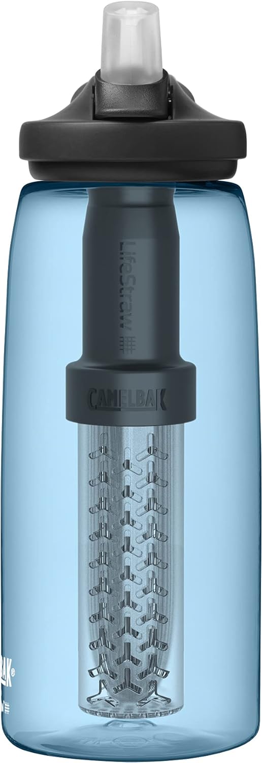 CamelBak eddy+ – Botella de agua con filtro de agua LifeStraw integrado de 2 etapas, para senderismo, mochileros, viajes y preparación para