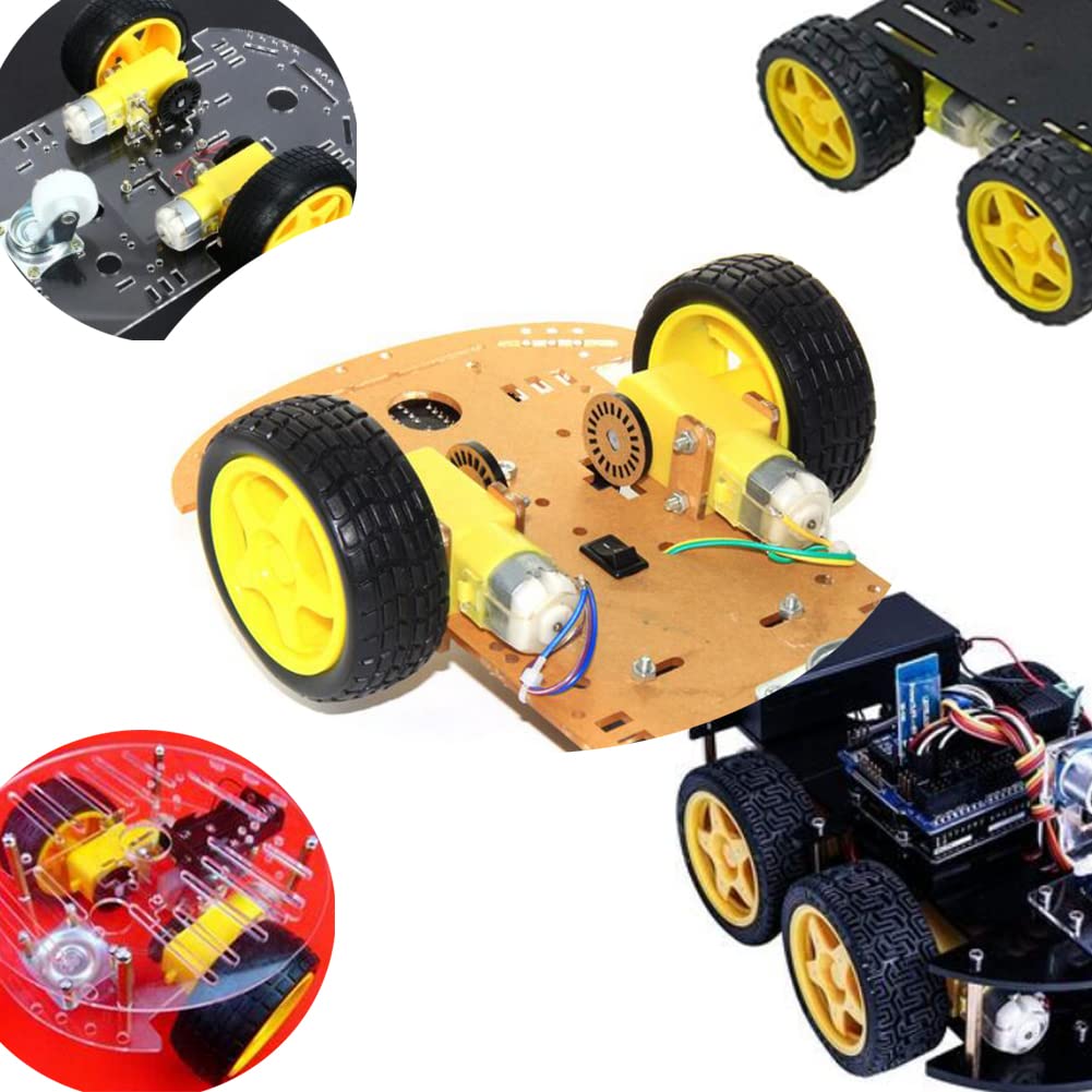 TT Motor – Caja de cambios eléctrica de 200 rpm, 3-6 V, motores magnéticos de doble eje con relación de rueda de neumáticos de plástico, motor de CC
