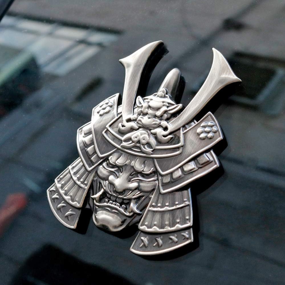 Dsycar Emblema de calavera 3D, calcomanías de metal samurái japonés para automóvil, camión, motocicleta (color pistola B)