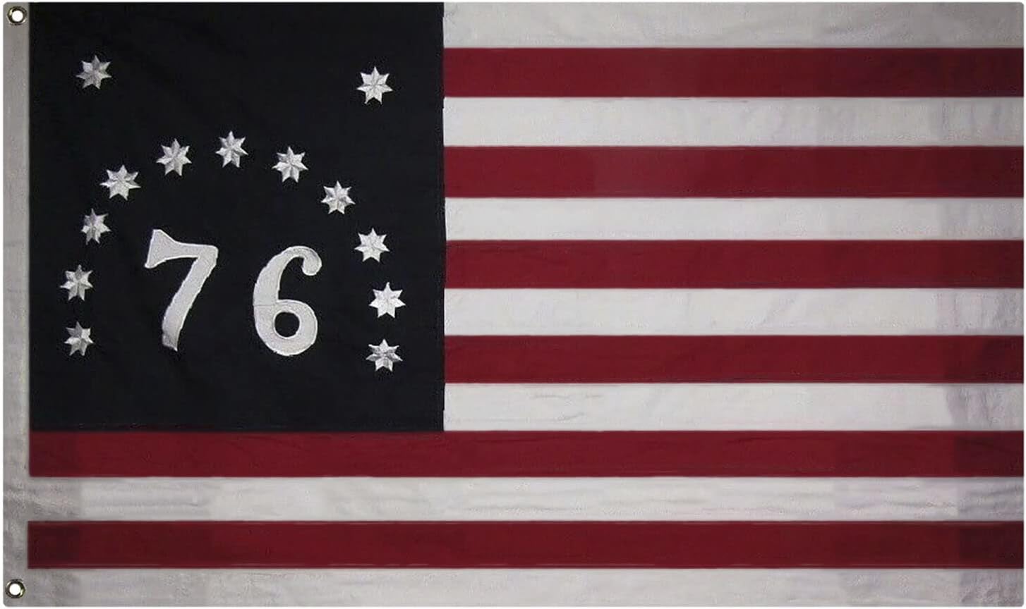 Premium 3×5 Embroidered Sewn Bennington 1776 100% Cotton Flag 3’x5′ 2 Clips (C2)