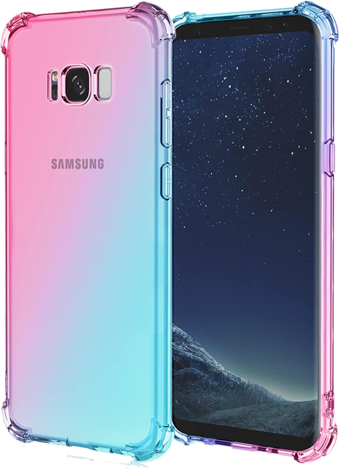OEURVQO Funda para Galaxy S8 Plus Samsung S8 Plus transparente lindo degradado, colorido, delgado, suave, TPU a prueba de golpes, antiarañazos,