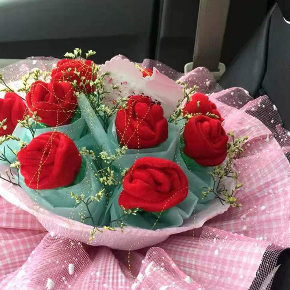 Zerodeko 2 rosas de peluche con tallos flexibles, ramo de felpa decorativa, hebilla de cortina para decoración del hogar, día de San Valentín,