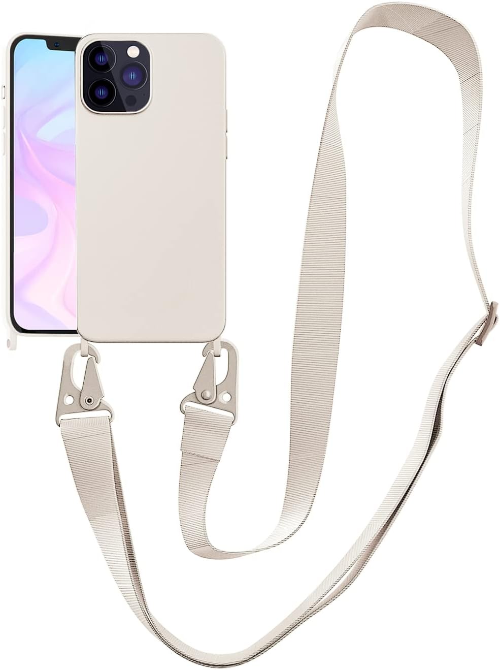 VooDirop Funda compatible con iPhone 15 Pro Max con cordón, funda cruzada para iPhone con correa ajustable a prueba de golpes, protección contra