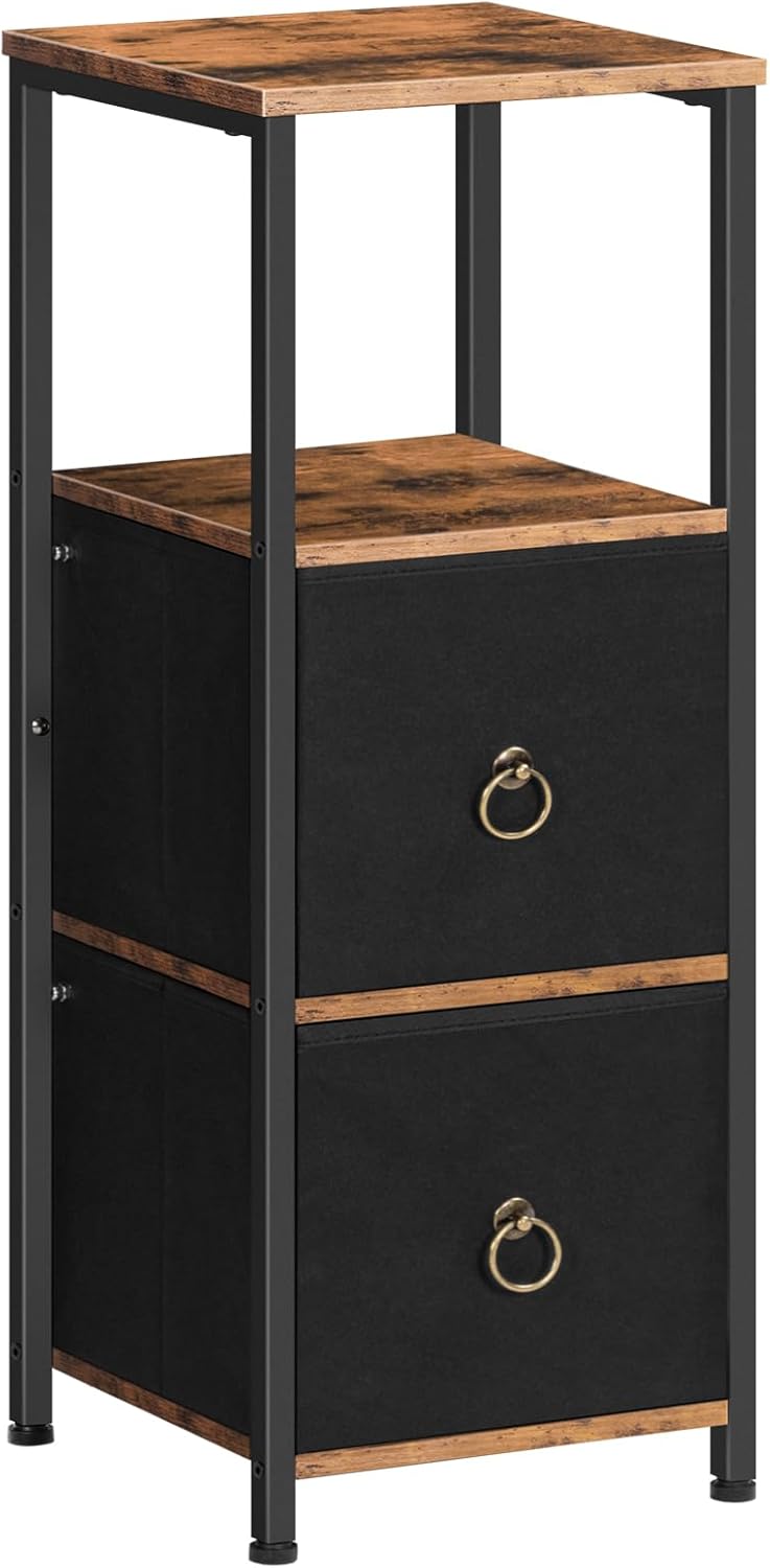 HOOBRO Gabinete esquinero, estante esquinero de 4 niveles con 2 cajones, gabinete de piso de baño, gabinete de almacenamiento estrecho, para baño,