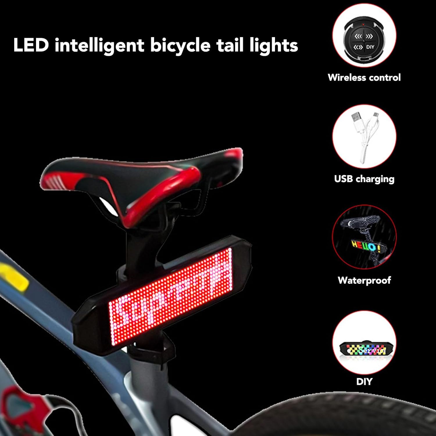 Diydeg Luz LED de 4 modos, colorido USB LED para automóvil, panel LED programable con aplicación con control remoto, 8.858 x 2.165 x 0.591 in,