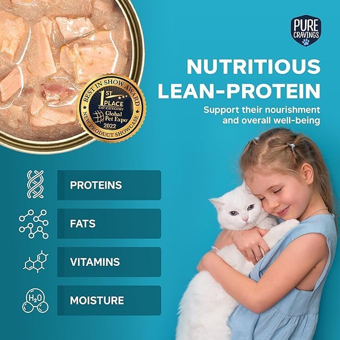 Pure Cravings Paquete variado de alimentos húmedos para gatos, atún, salmón, sardinas, atúnsalmón en salsa, 100% probado con mercurio, lata húmeda