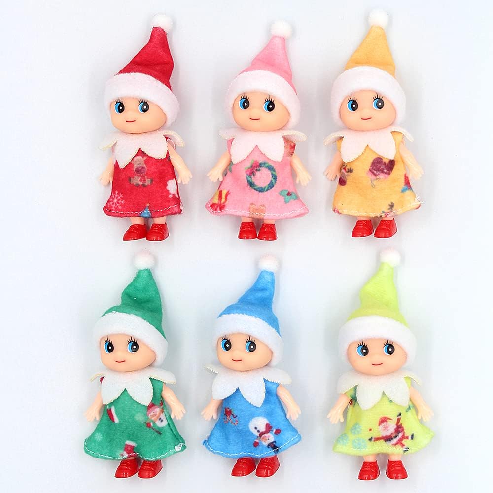 Pequeña decoración de muñeco elfo de Navidad  Regalo para bebé recién nacido  Muñecas de elfo para niña y niño (vestido rosa)