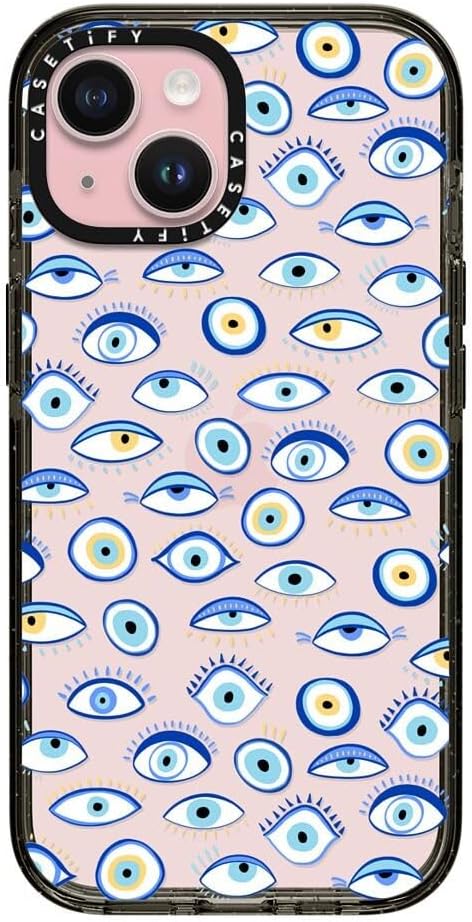 CASETiFY Impact – Funda para iPhone 15 4 veces probada contra caídas de grado militar, protección contra caídas de 8.2 pies  Estampado de ojos  azul