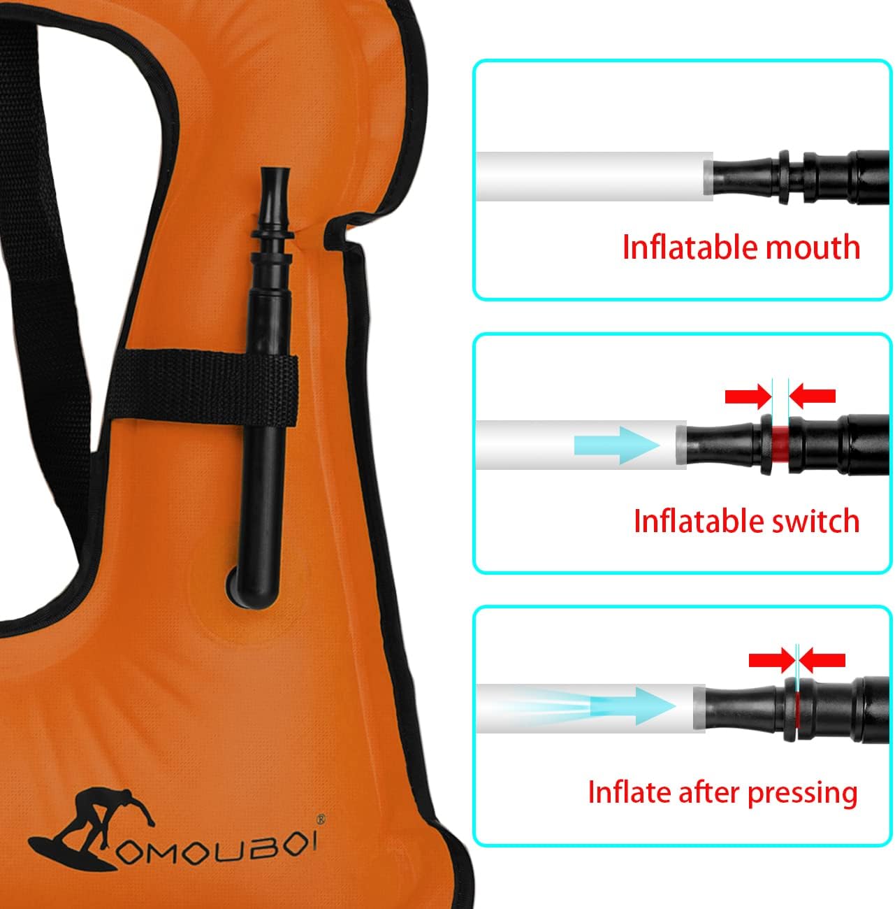 Chaleco de esnórquel para adultos, chaleco de natación inflable para mujereshombres, chalecos de natación para kayak, remo, pesca, surf, esnórquel,