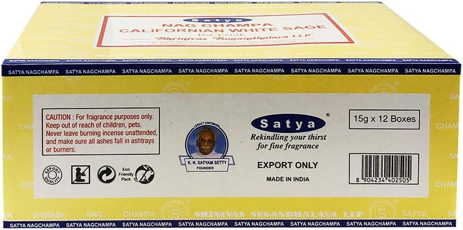 Paquete de varillas de incienso de salvia blanca de California e incienso Insence Insense Satya Incense