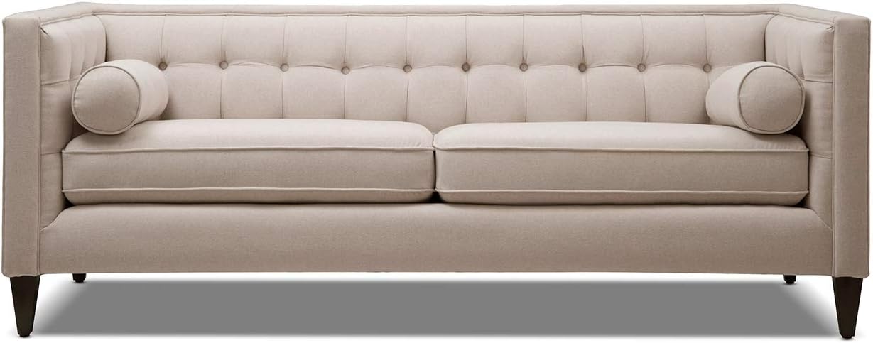 Jennifer Taylor Home Kinsley – Sofá moderno copetudo esmoquin de 84 pulgadas, poliéster beige neutro cielo