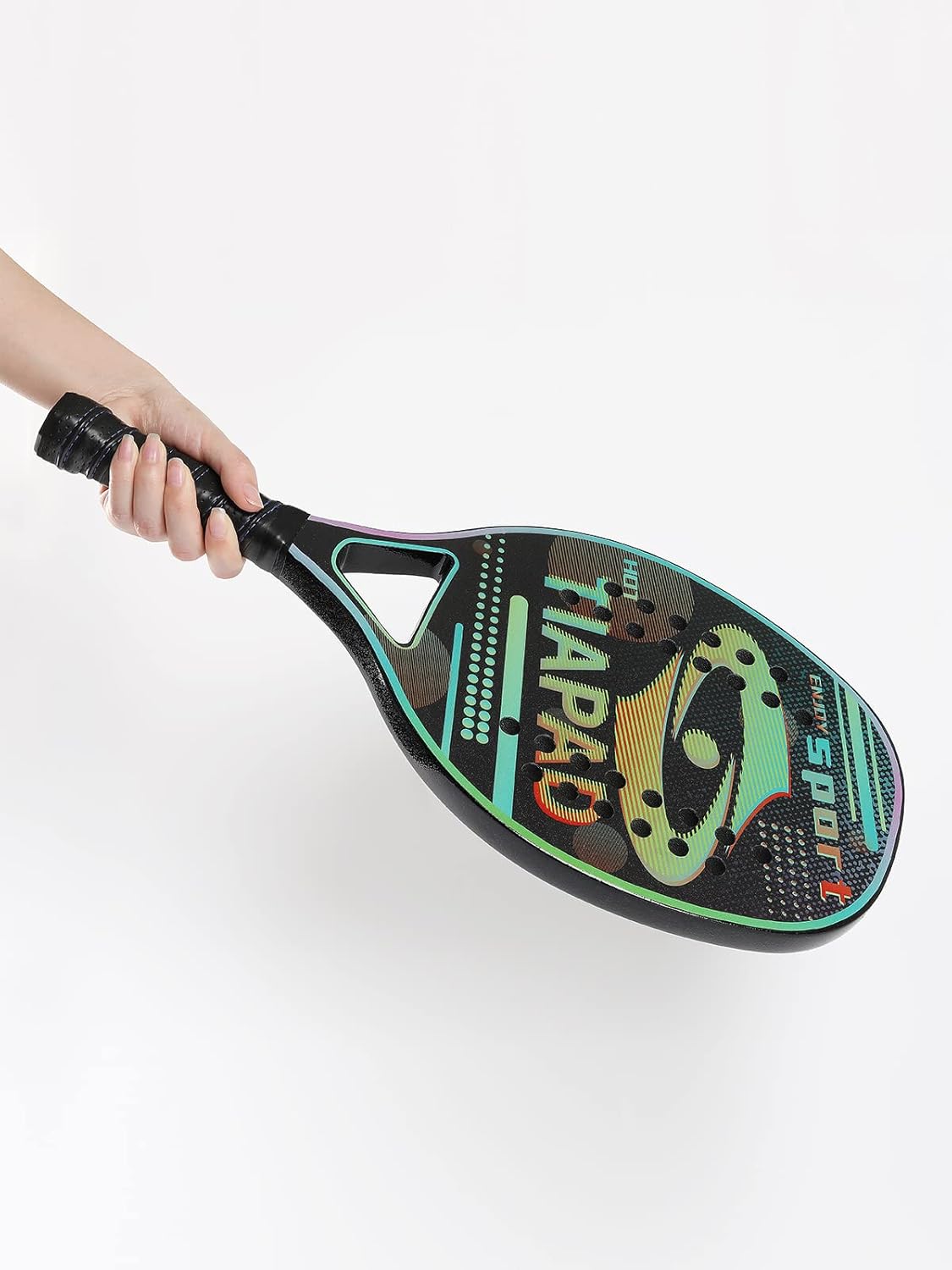 Raqueta de tenis de playa de carbono, pala de tenis de playa con núcleo de espuma viscoelástica EVA, pala de 0.866in de superficie de arena de 28