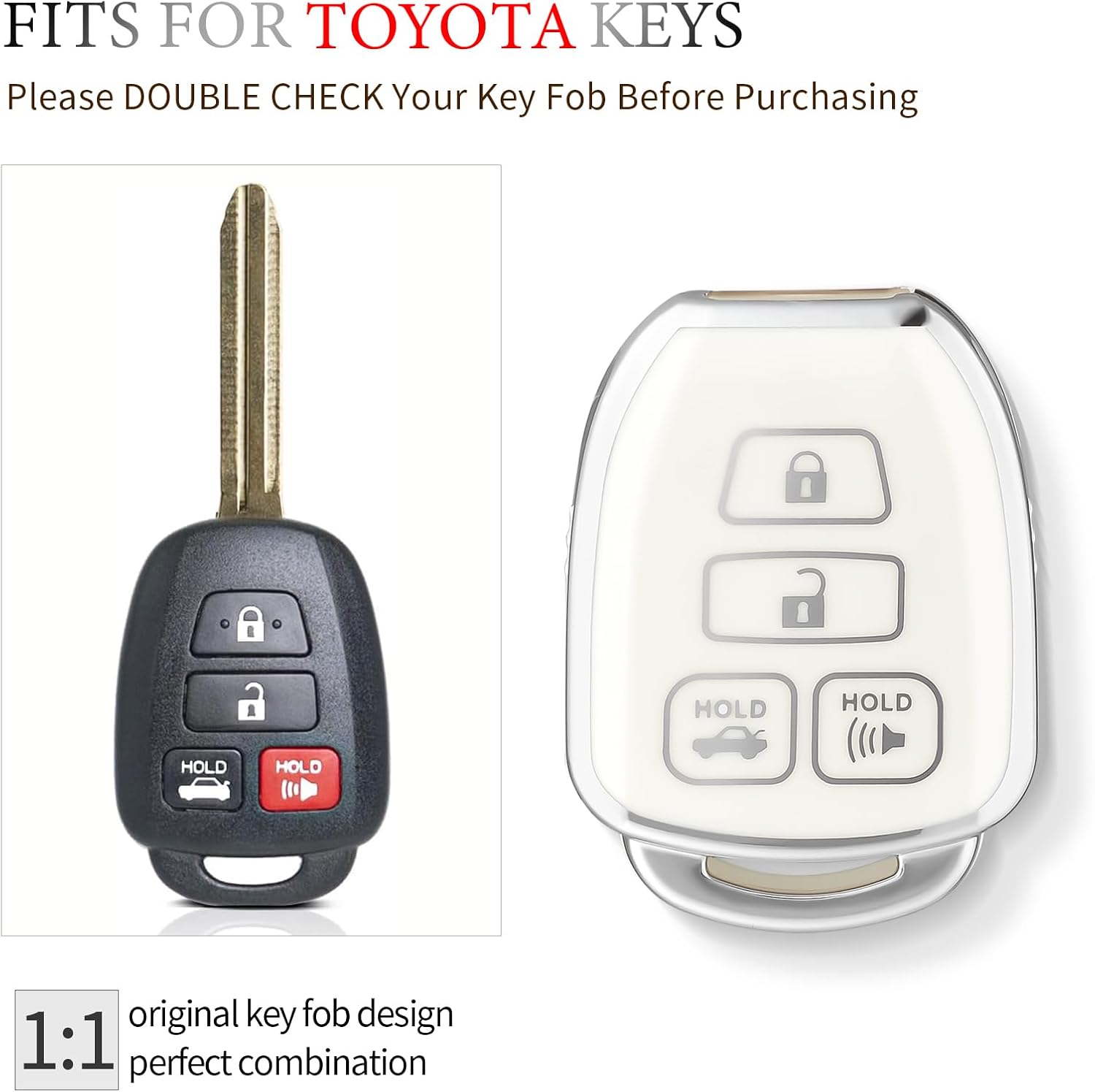OFFCURVE Funda para llavero de automóvil Toyota Corolla 2014 2015 2016 2017 2018 2019 Camry 2014-2017 Tacoma 2016-2018 Protector de accesorios para