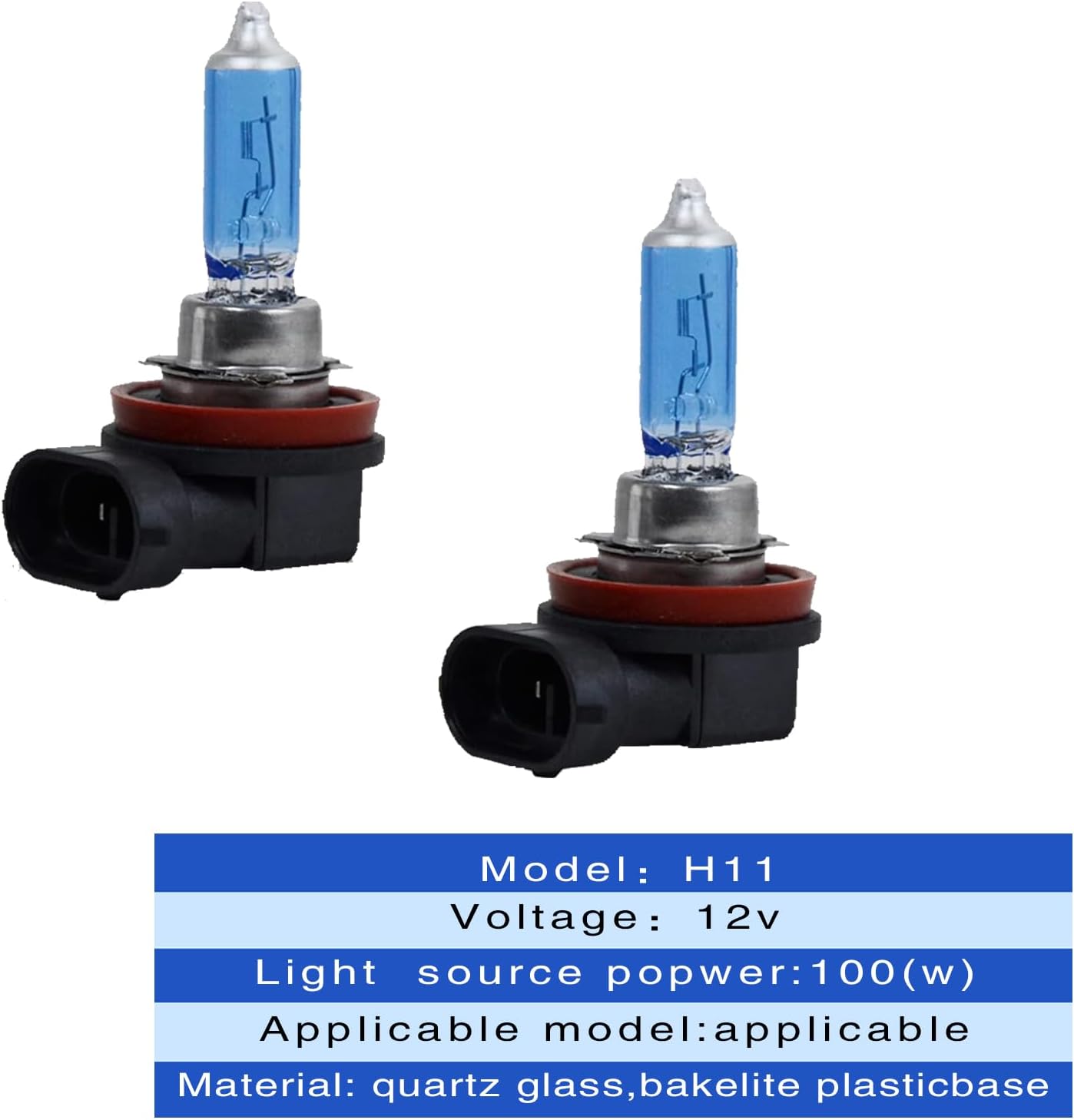 QODOLSI 2 luces halógenas H11 para automóvil, 12 V, 100 W, haz alto, luz antiniebla, bombillas ultra blancas, compatibles con la mayoría de