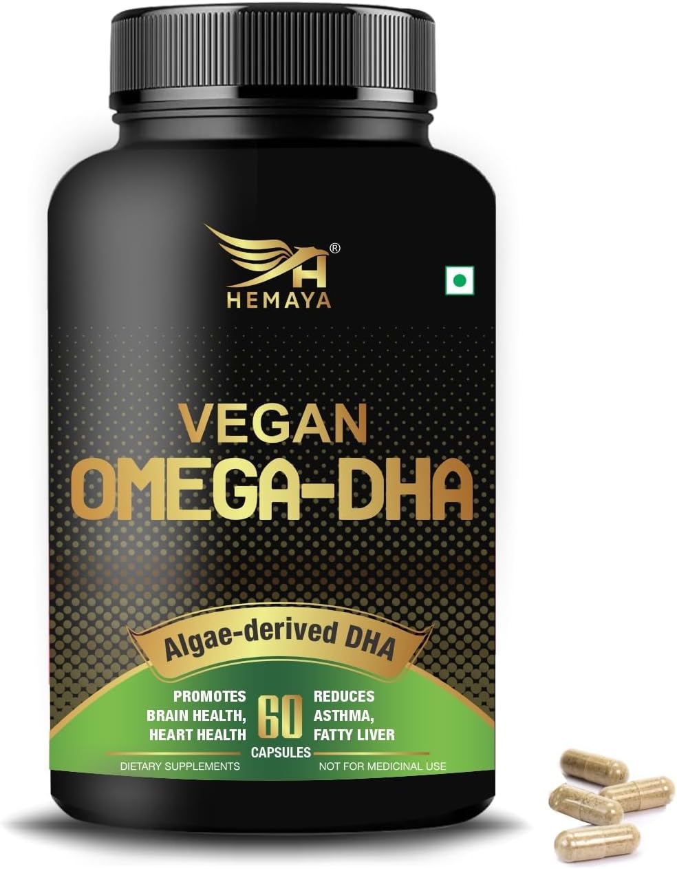 Omega 3 vegetariano para hombres y mujeres con extracto de algas rico en DHA y Epa 500 mg ayuda a mantener los niveles de HDL, para articulaciones