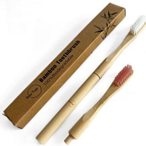 raxtup Cepillos de dientes de bambú natural biodegradables ecológicos con 1 cabezal de cepillo de bambú reemplazable, cerdas suaves para dientes de raxtup Cepillos de dientes de bambú natural biodegradables ecológicos con 1 cabezal de cepillo de bambú reemplazable, cerdas suaves para dientes de