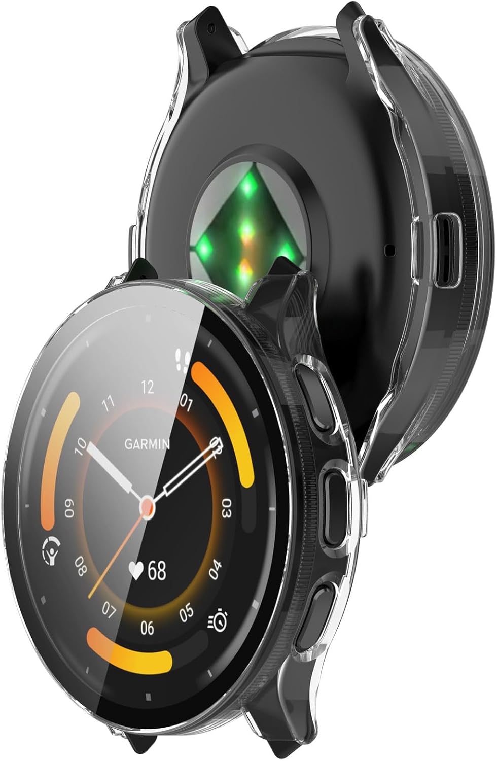 Protector de pantalla compatible con las fundas Garmin Venu 3 (no para Venu 3S de 1.614 in), funda de reloj inteligente rayada, cubierta completa,