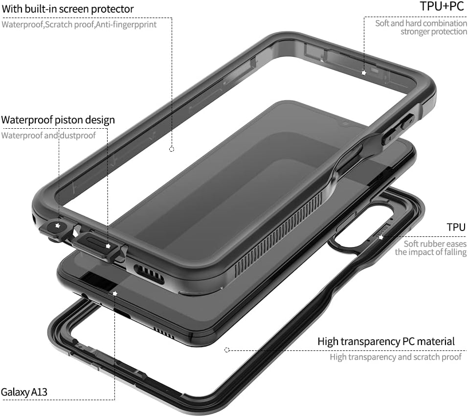 Funda impermeable para Samsung Galaxy A13 5G, con certificación IP68, a prueba de golpes, a prueba de polvo, a prueba de nieve, protector de