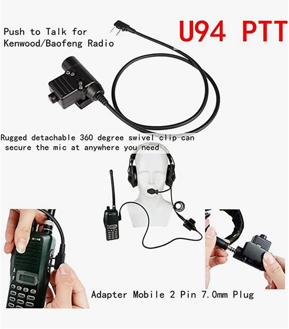 Hdlsina Tactical Headset,Sound Pickup Noise Reduction & U94 PTT 2 Pin Noise Cancellation Function Comes with Tactical Goggles