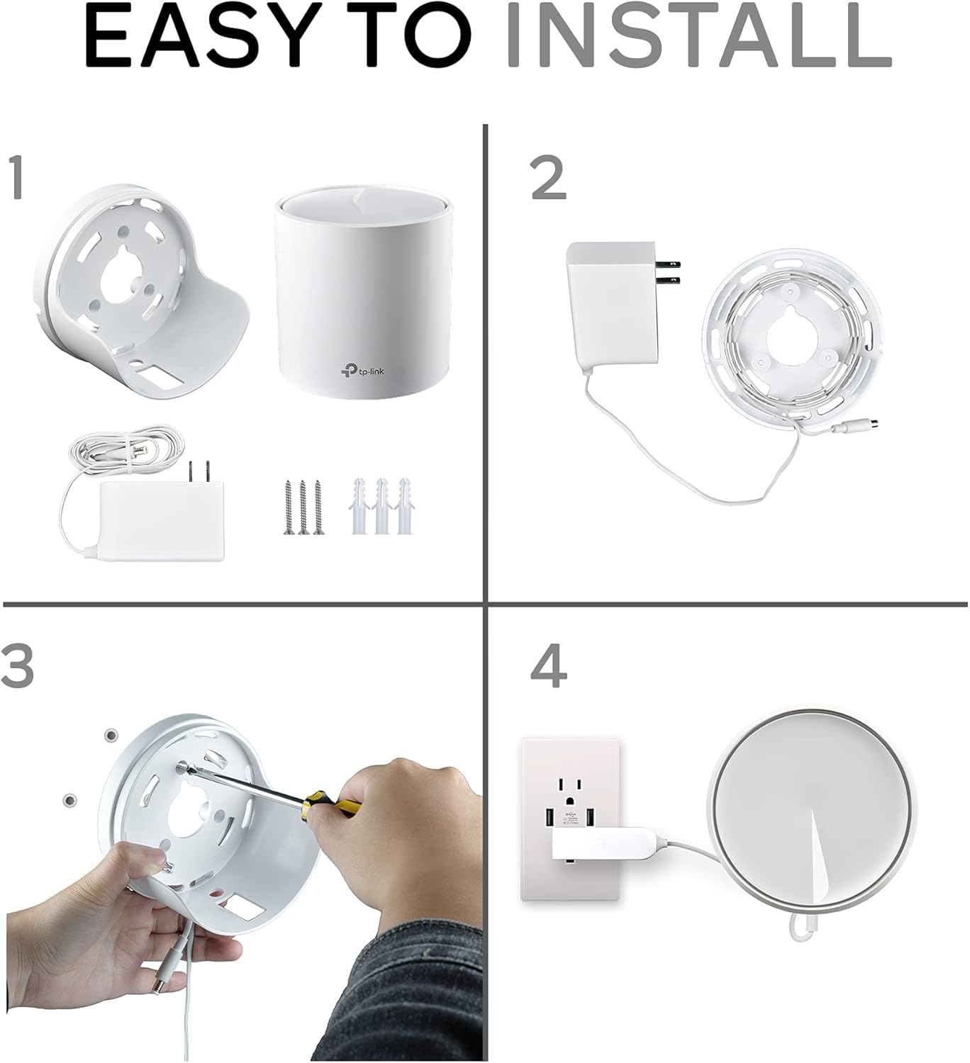 Organizador de cables para amplificador WiFi completo, sistema de malla WiFi para el hogar para Tp Link Deco X20 y X60, soporte montado en la pared