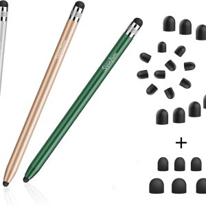 StylusHome Paquete de 3 lápices capacitivos para pantallas táctiles con puntas de goma de repuesto, 20 unidades para iPad, iPhone, Android StylusHome Paquete de 3 lápices capacitivos para pantallas táctiles con puntas de goma de repuesto, 20 unidades para iPad, iPhone, Android
