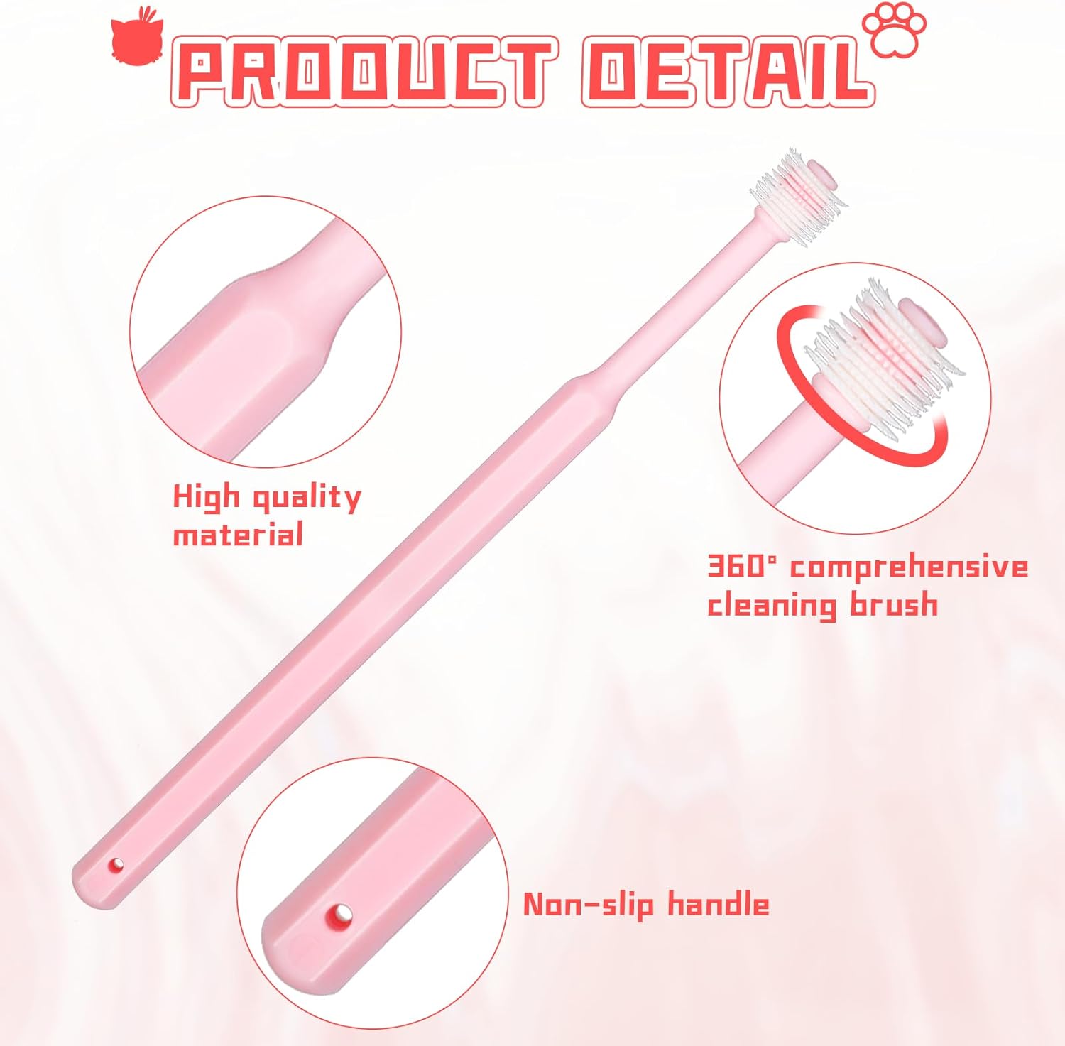 Mozeat Lens Cepillo de dientes pequeño para perros y gatos, paquete de 2 cepillos de dientes de silicona suave de 360 grados, para el cuidado dental