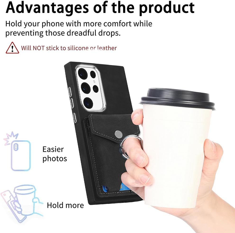 Asuwish Funda tipo cartera compatible con Samsung Galaxy S23 Ultra 5G y protector de pantalla de vidrio templado, soporte para tarjetas, soporte