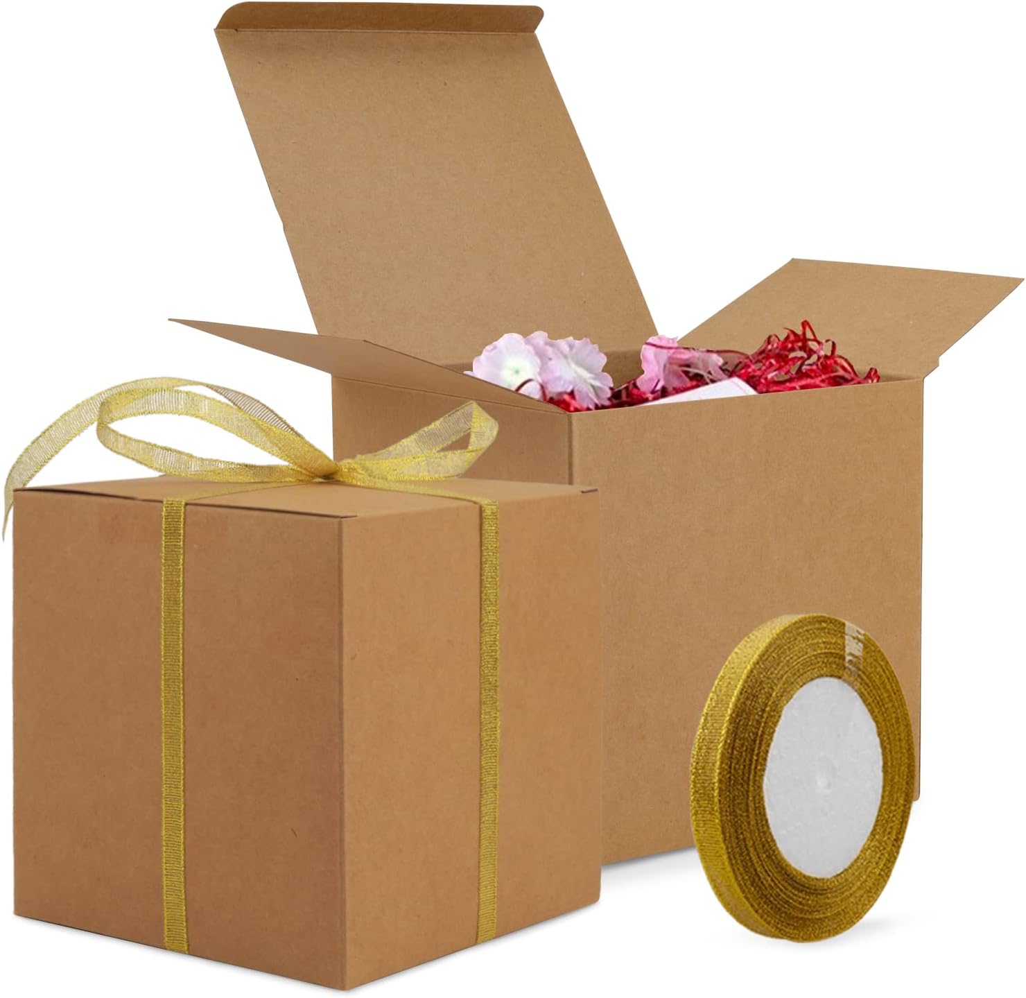 Lainrrew 15 cajas de regalo, caja de regalo degradada con tapa, cajas de regalo de papel kraft reciclado, cajas de regalo de dama de honor, caja de