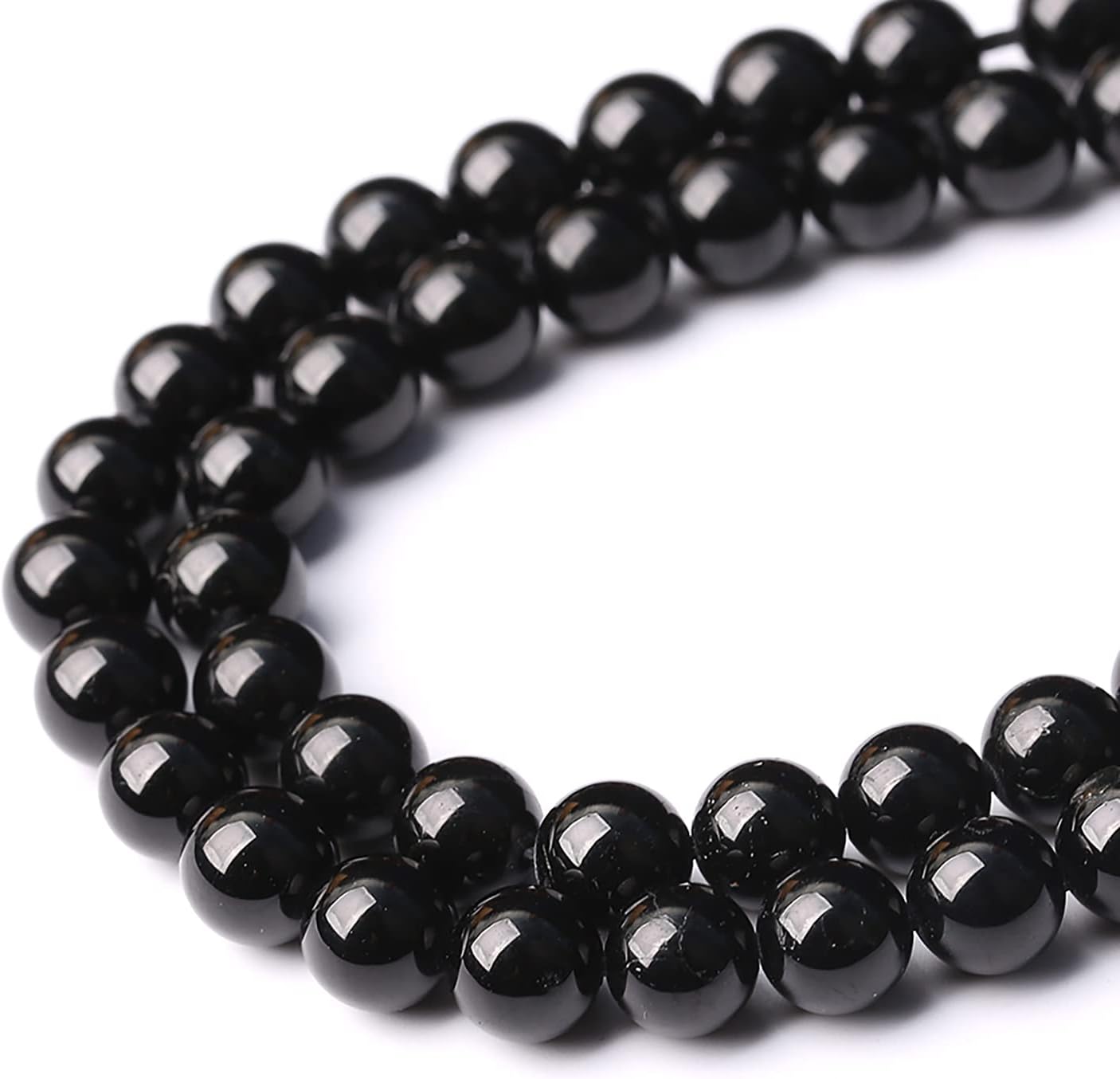 38 cuentas de piedras preciosas de turmalina negra natural AAAA de 0.394 pulgadas (0.394 in), cuentas redondas sueltas para hacer joyas, pulseras y