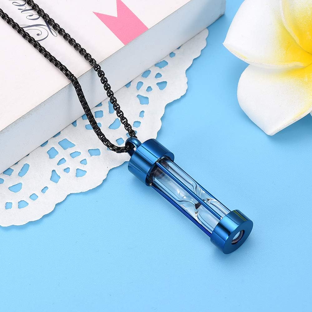 Oinsi Eternity Memory – Collar de urna de reloj de arena para cremación, colgantes de joyería para mujeres y hombres, caja de regalo + kits de