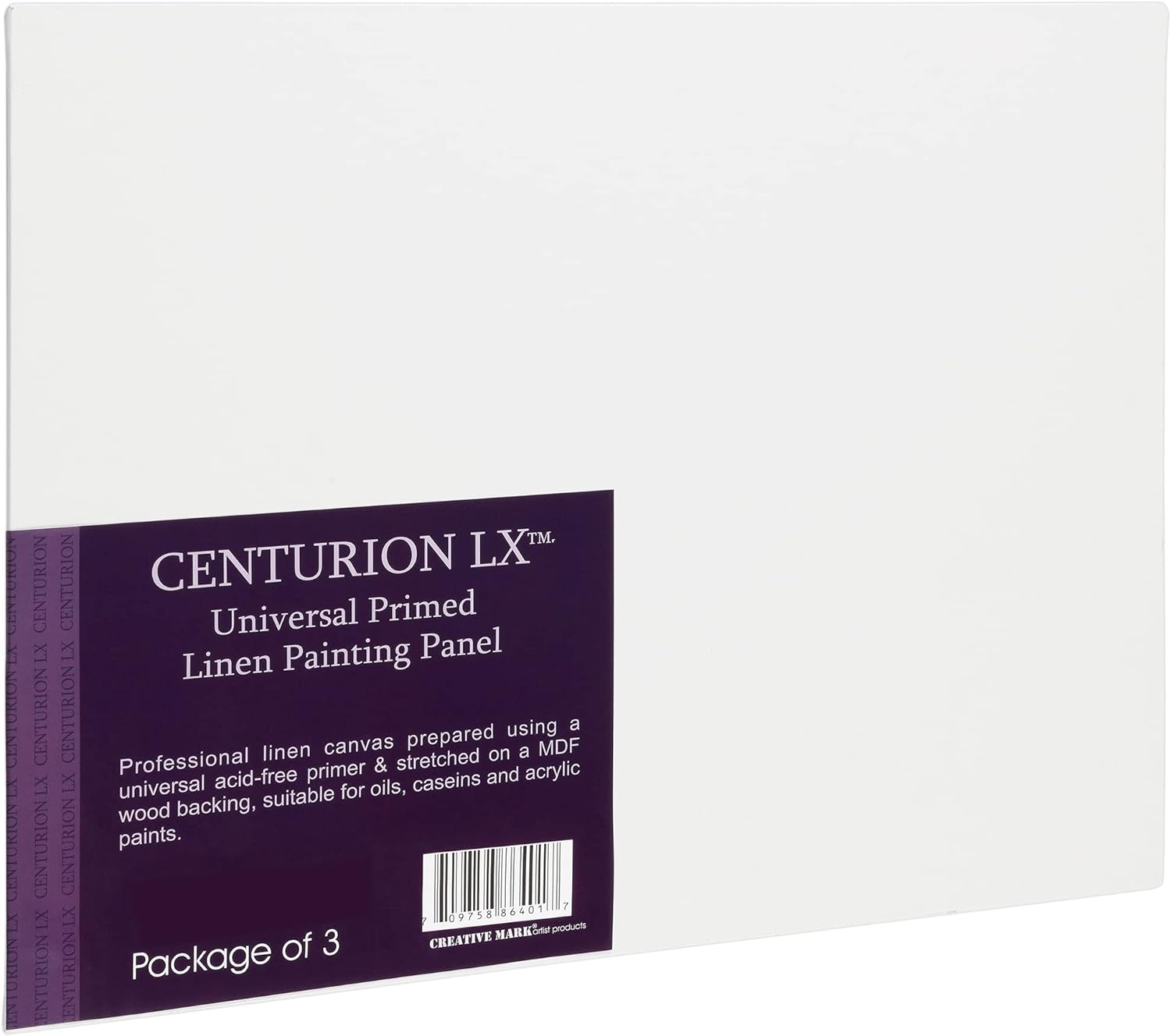 Centurion All-Media – Paneles de lino imprimado de 12 x 24 pulgadas, 3 unidades, tableros de lienzo imprimados universales de 11 onzas para pintar,