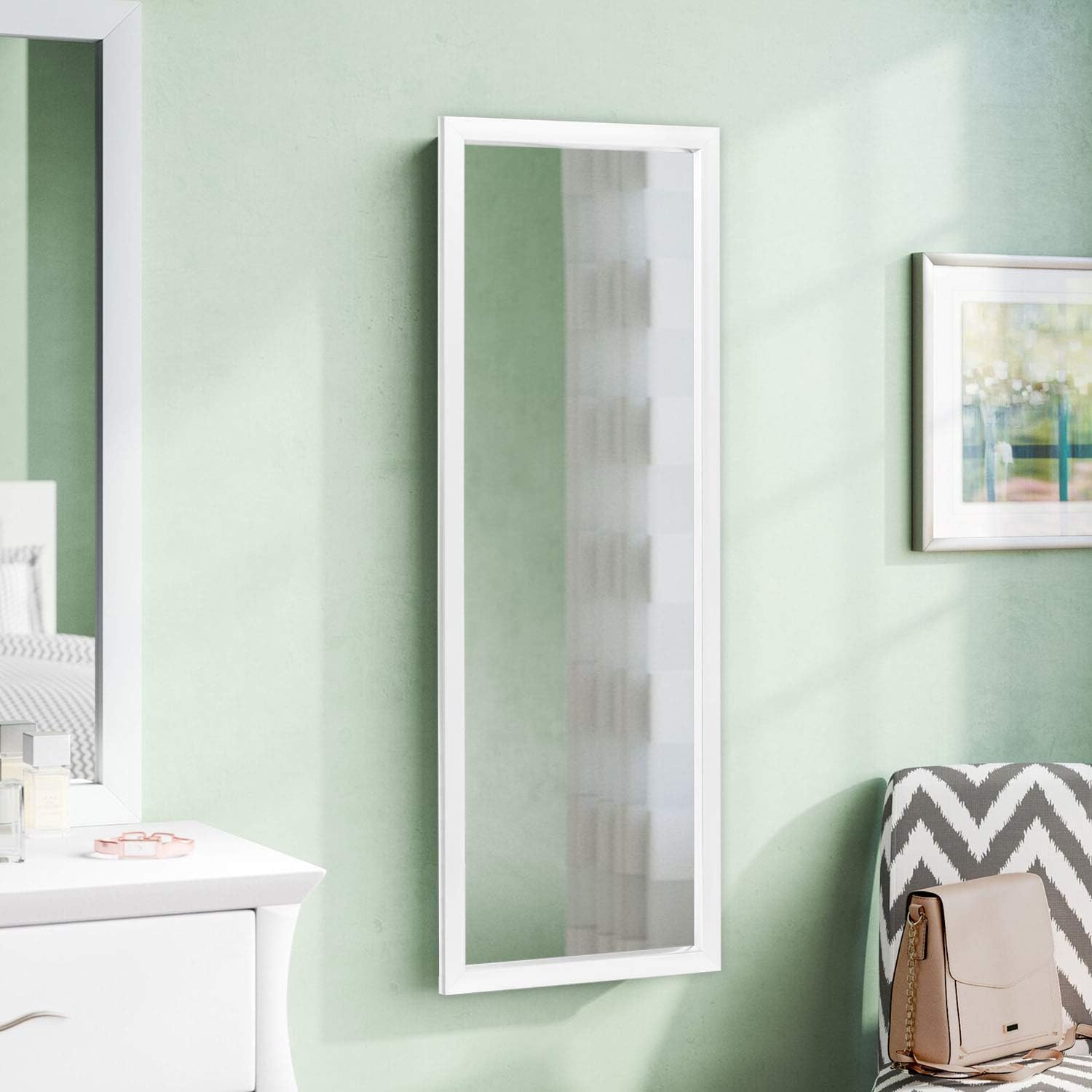 MIRUO Full Length Mirror Decor Wall Mounted Mirror Floor Mirror Dressing Mirror Make Up Mirror BathroomBedroomLiving RoomDining RoomEntry, White,