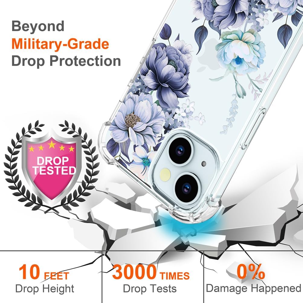 Funda para iPhone 15 para mujeres, diseño de flores y flores, bonita funda de diseño de flores estéticas para niñas compatible con iPhone 15, color