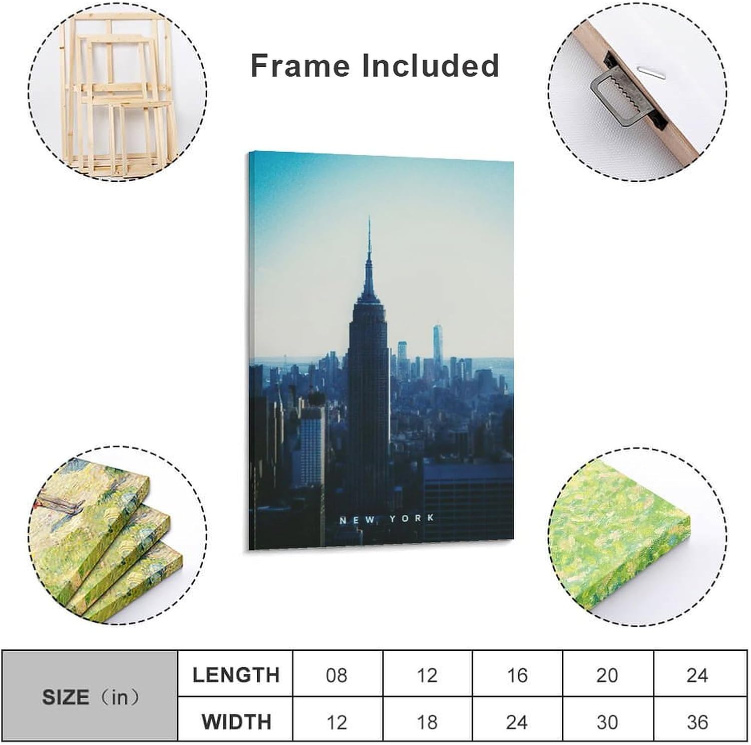 Arte decorativo de fotografía de paisaje urbano, póster de horizonte de la ciudad de Nueva York, pintura en lienzo de pared para el hogar, póster de