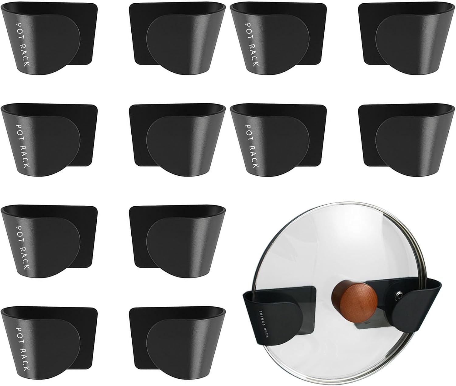 Organizador universal de tapas de olla para gabinete, 6 pares de organizadores de tapas de sartén dentro de la puerta del gabinete para montaje en