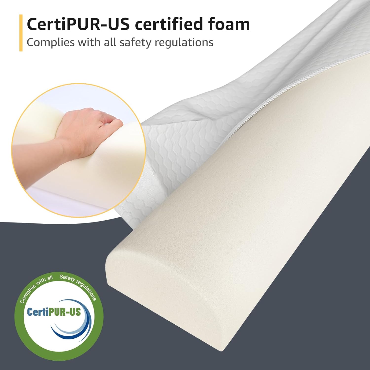 YENING Parachoques de cama extra largos de 63 pulgadas para niños pequeños, riel de protección de cama de espuma para cama de niños, parachoques de