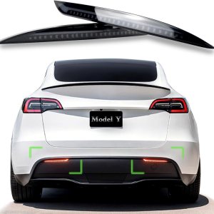 Luces LED para parachoques trasero para Tesla Modelo Y 2017-2022, color negro ahumado, funciona como faro antiniebla trasera, luz de freno trasero Luces LED para parachoques trasero para Tesla Modelo Y 2017-2022, color negro ahumado, funciona como faro antiniebla trasera, luz de freno trasero