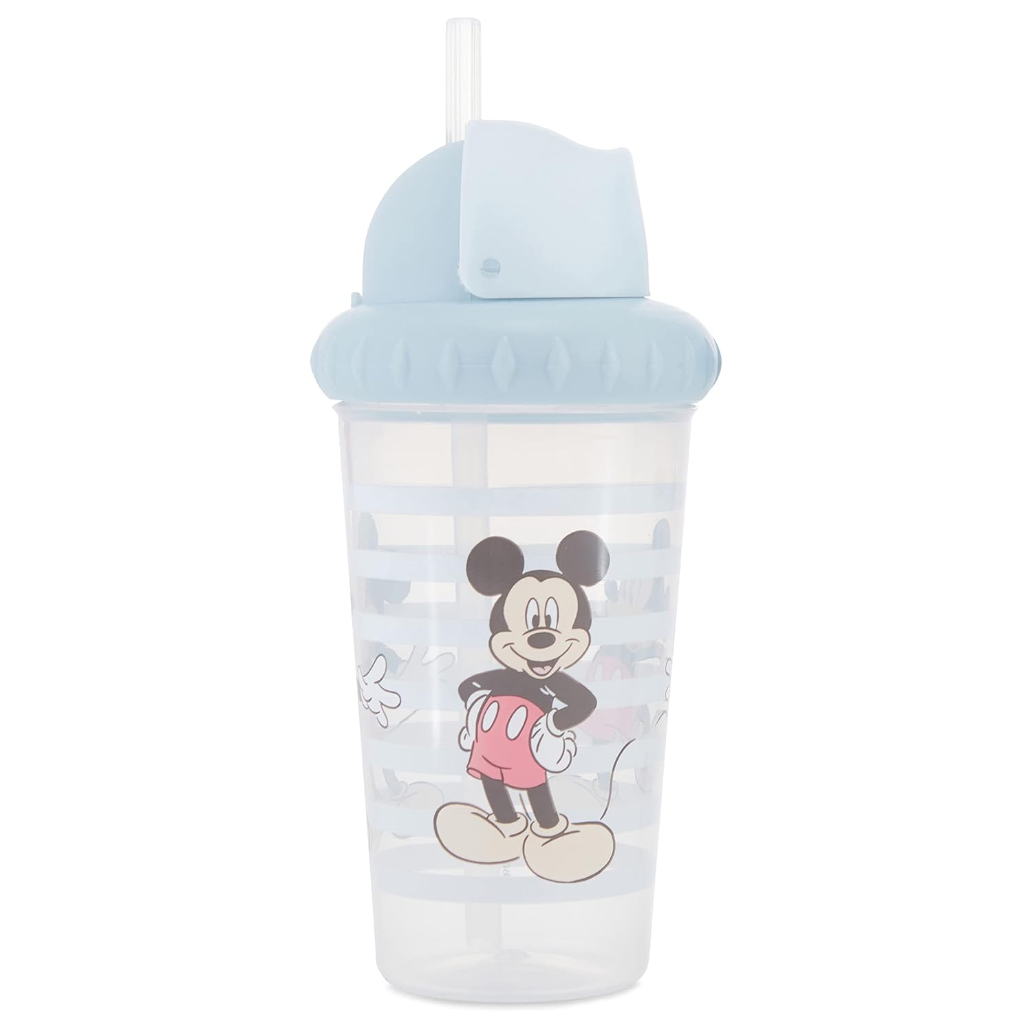 Disney Vasos para sorber para niños y niñas  Paquete de dos vasos para sorber de 10 onzas con popote y tapa, botella de agua de viaje azul duradera