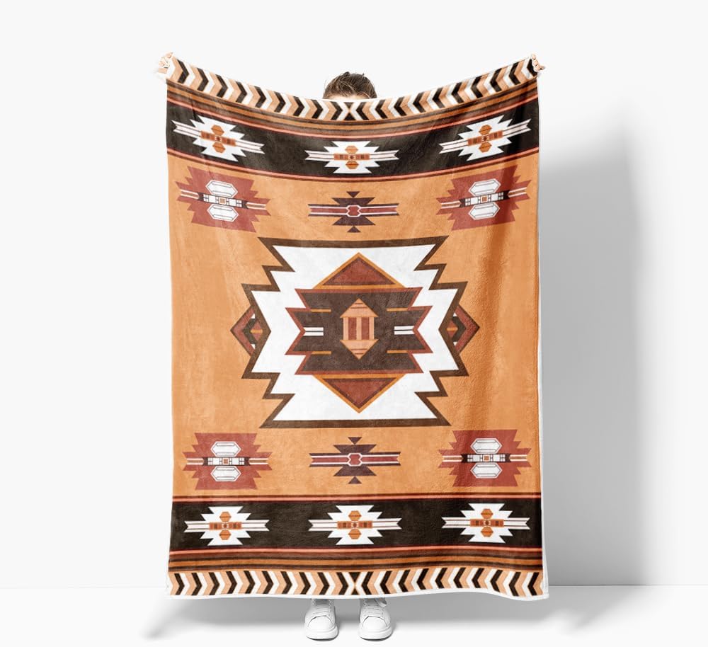 JAWO Aztec Throw Blanket Native American Blanket Southwestern Boho Decor Reversible Woven Tassels Mexican Blankets and Throws for Couch Bed Chair