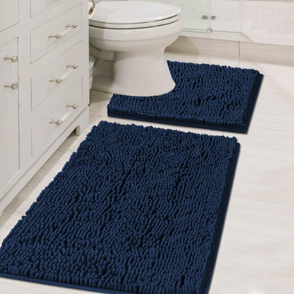 Juego de tapetes de baño de microfibra afelpada, alfombrilla de felpilla, ultrasuave, lavable, secado rápido, absorbente, para dormitorio, cocina,