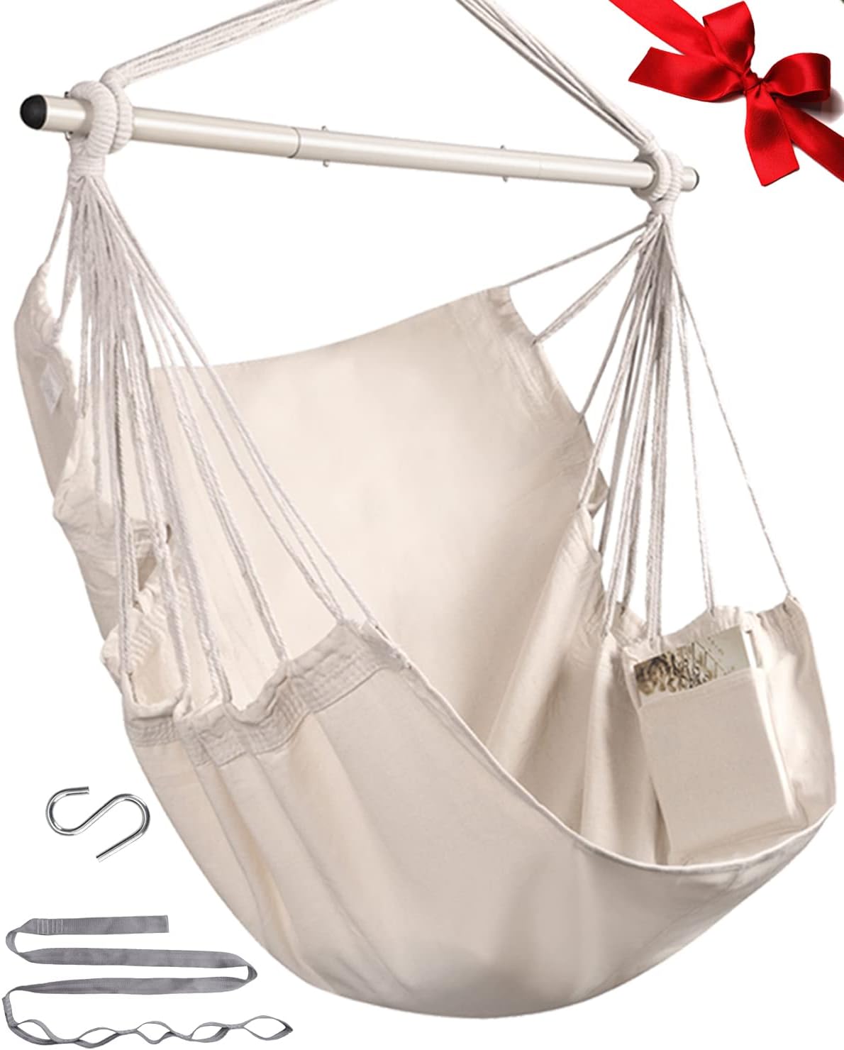 Hamaca para interior y dormitorio, con barra separadora de acero de 500 libras, con anillos antideslizantes, para interiores y exteriores