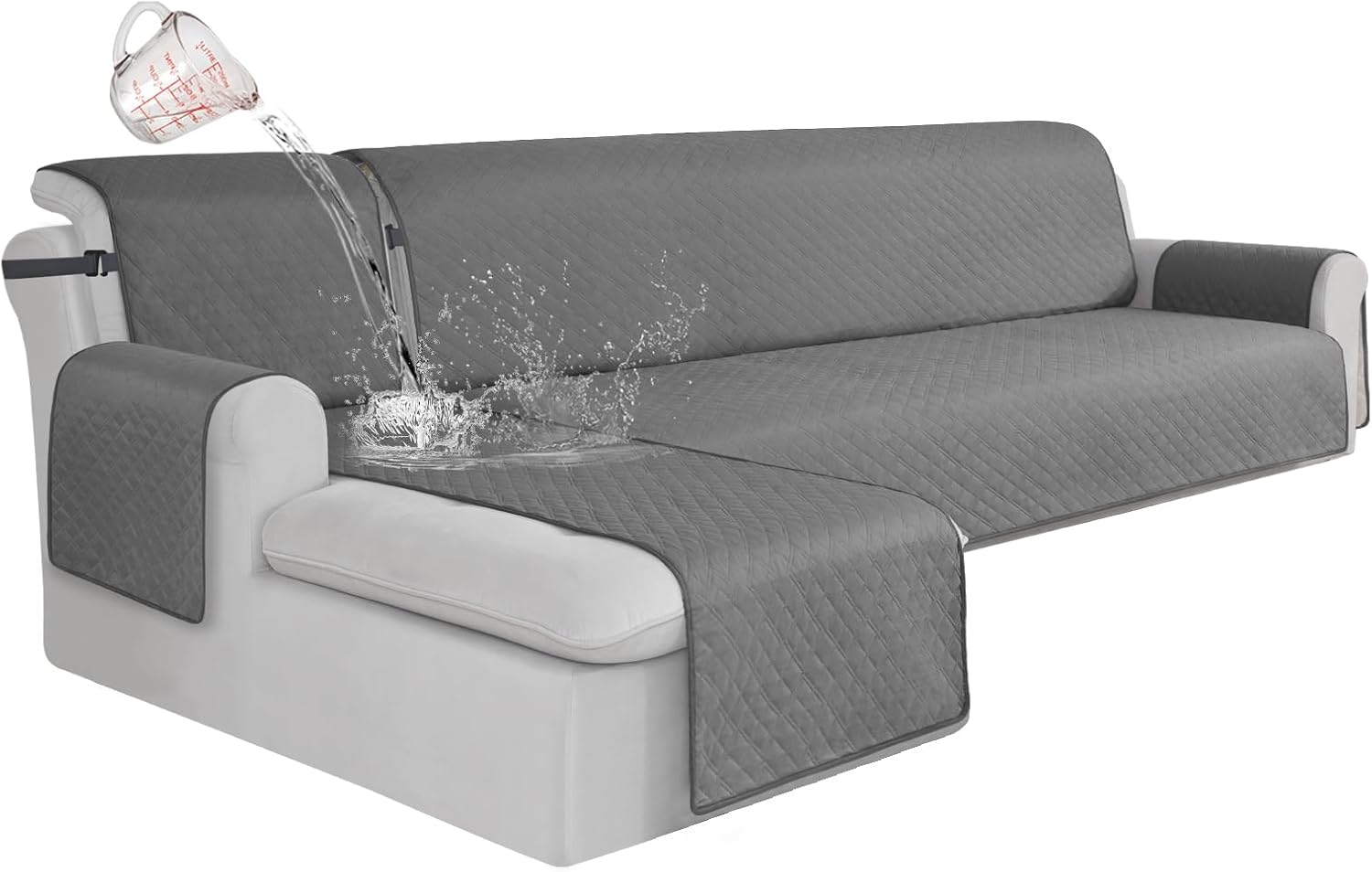 ALIECOM Fundas de sofá modulares 100% impermeables dobles en forma de L para sofá seccional, juego de 2 piezas para sala de estar, perros, mascotas,