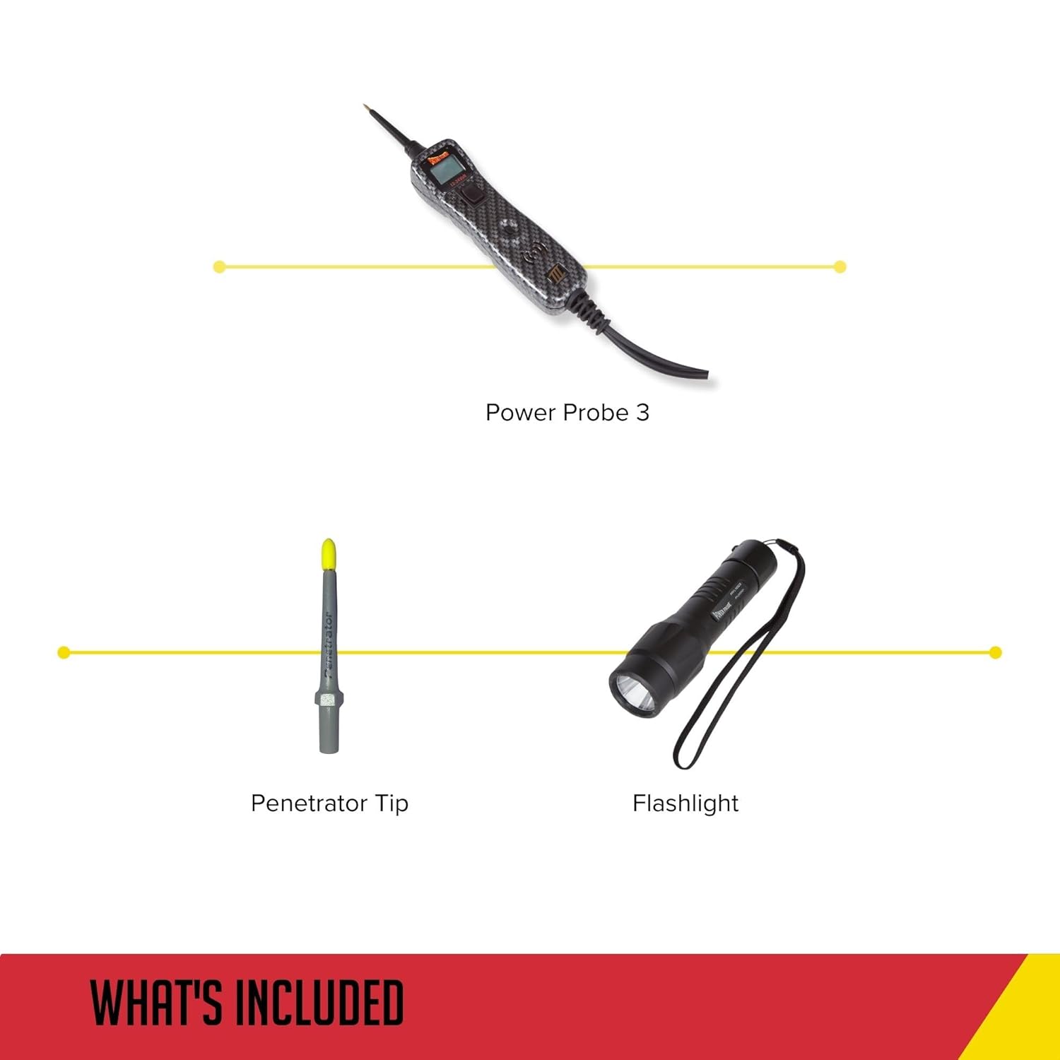Power Probe Kit de prueba eléctrica con Power Probe 3, punta penetradora de tungsteno y linterna impermeable de 800 lúmenes