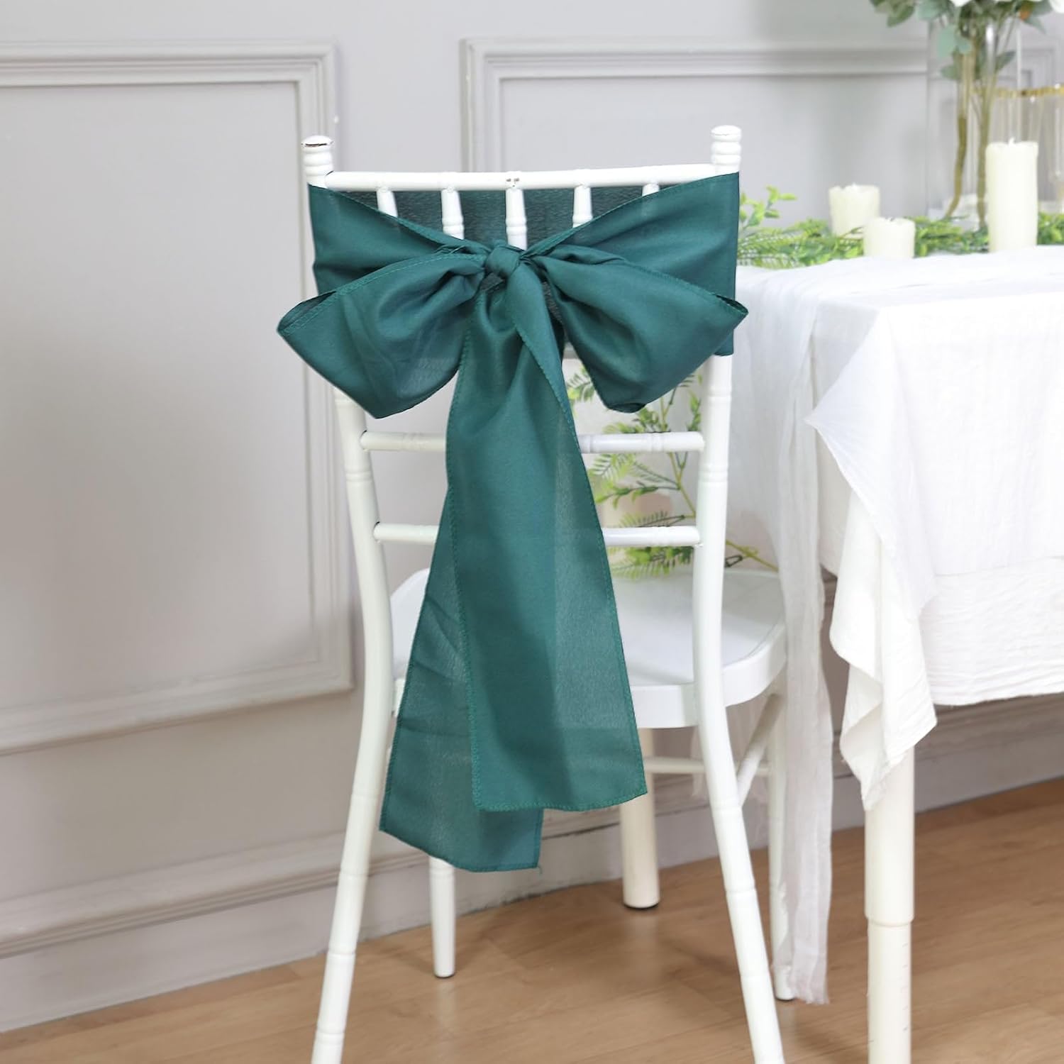 Efavormart – 5 cintas para sillas de poliéster, color verde azulado, pavo real, lazos para decoración de eventos de boda, decoración de silla, arco