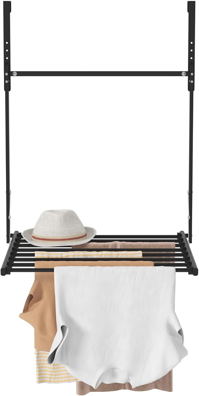TZAMLI Tendedero plegable para colocar sobre la puerta, para interiores, para colgar en la pared, colgador de ropa, secadora de ropa de metal, color