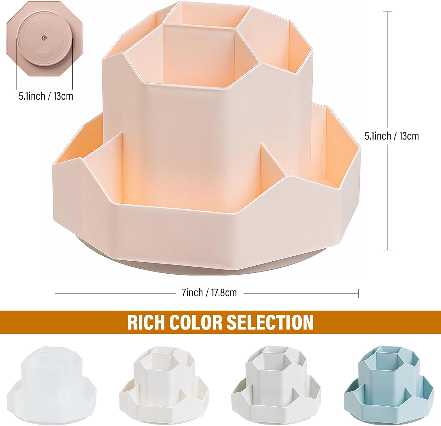 Soporte para bolígrafo de rotación de 360 grados, soporte para lápices de 9 ranuras para escritorio, organizador de escritorio, accesorios de
