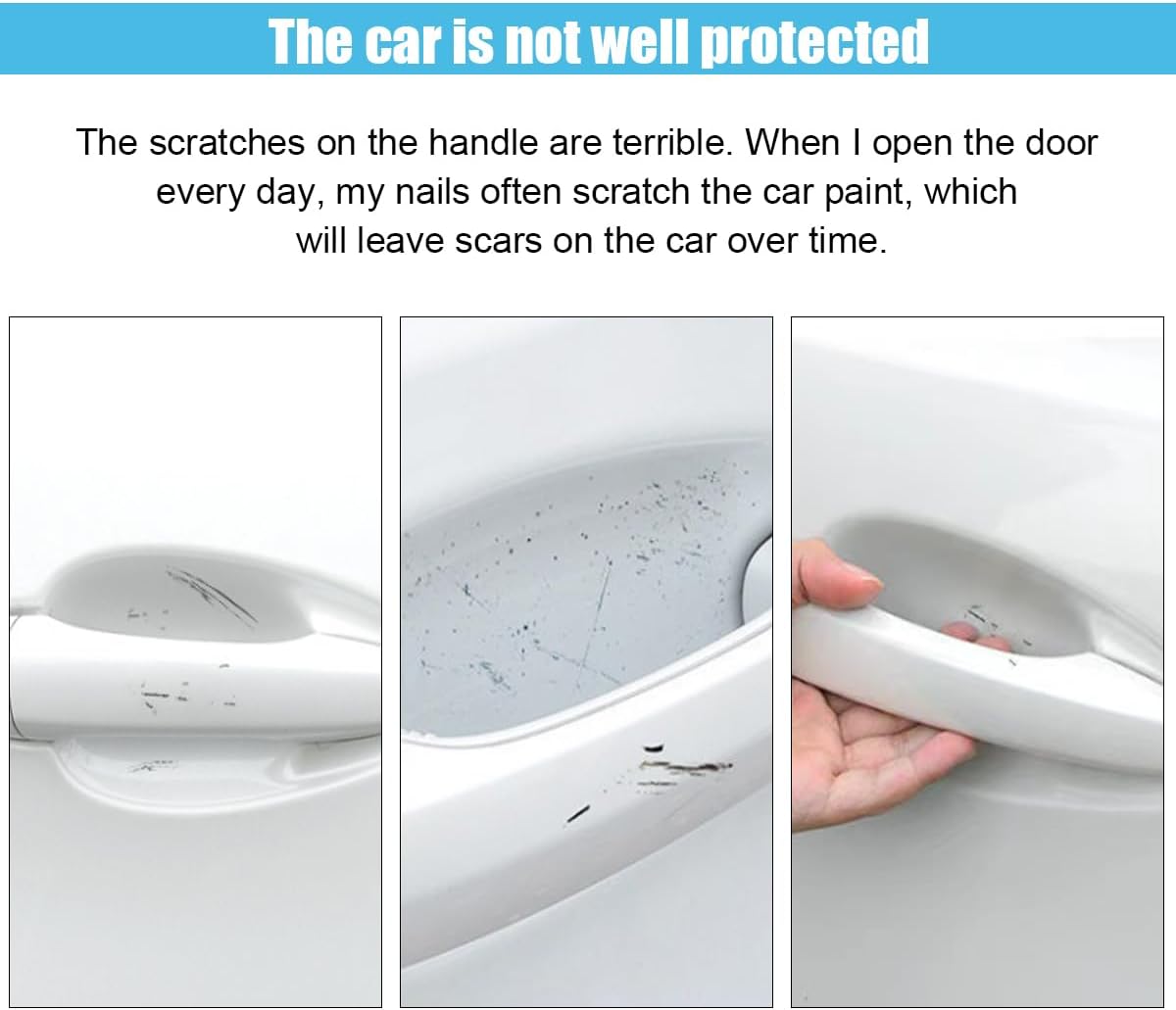 8 protectores contra arañazos para manija de puerta de automóvil, calcomanía de fibra de carbono para manija de puerta de automóvil, cubierta