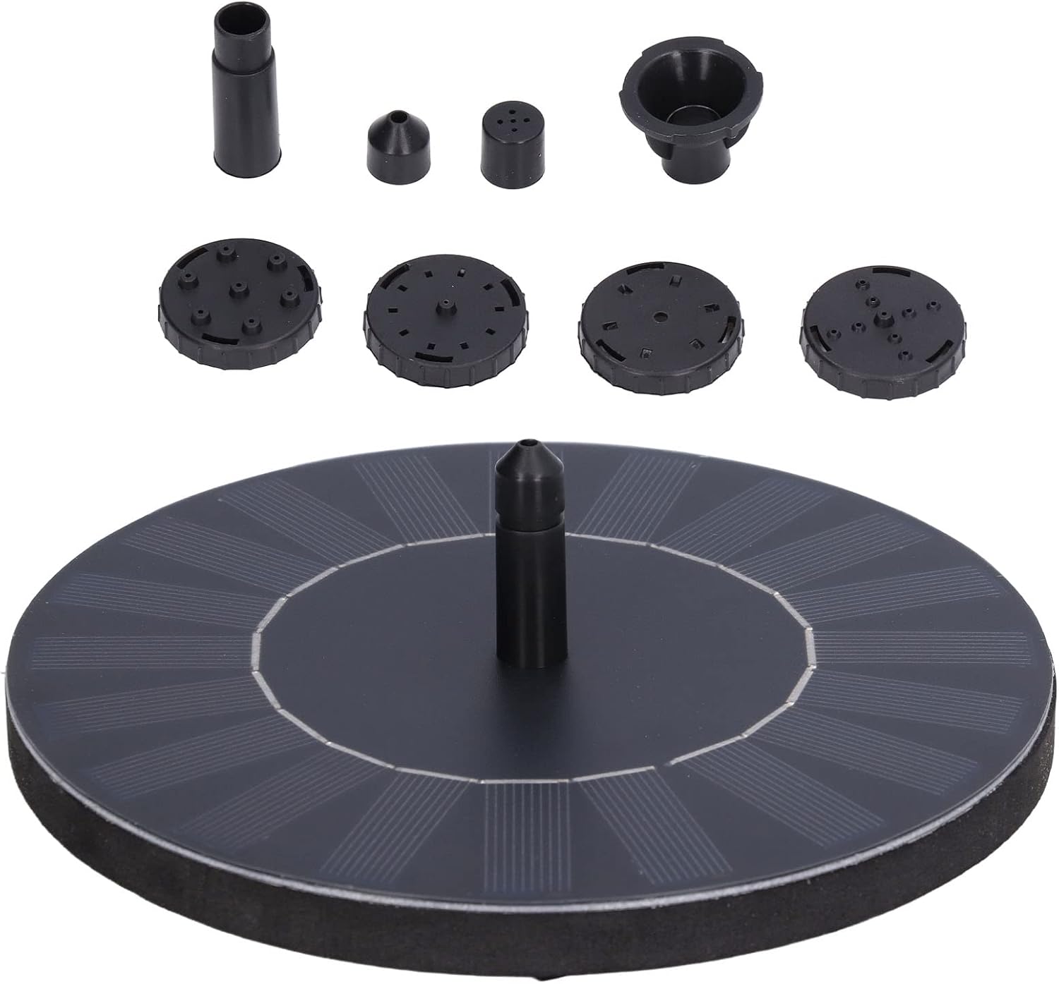 Bomba solar para fuente de baño para pájaros, fuente solar de 2.5 W con 5 boquillas, bomba de fuente de agua flotante de pie libre para jardín,